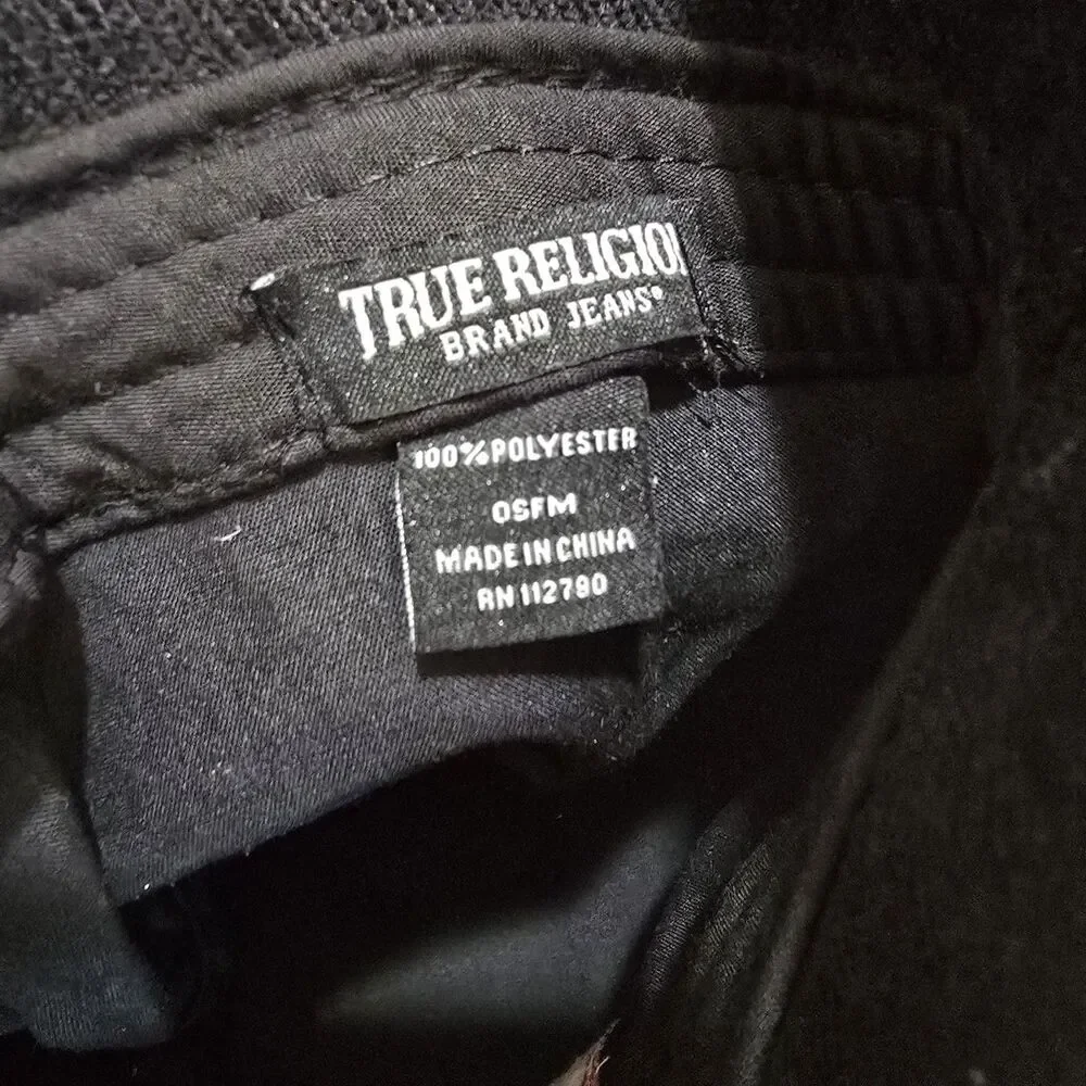 True Religion Black Corduroy Buddha Patch Logo Bucket Hat OSFM